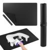 Nail Desk Mat 23.62 x 15.75 In, PU Leather Top with Velvet Bottom, Wipe-Clean Manicure Table Pad with Storage Strap, Mat Only, for Home and Salon Nail Art, Black view 1