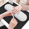 Nail Desk Mat 23.62 x 15.75 In, PU Leather Top with Velvet Bottom, Wipe-Clean Manicure Table Pad with Storage Strap, Mat Only, for Home and Salon Nail Art, Black view 3