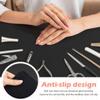 Nail Desk Mat 23.62 x 15.75 In, PU Leather Top with Velvet Bottom, Wipe-Clean Manicure Table Pad with Storage Strap, Mat Only, for Home and Salon Nail Art, Black view 4