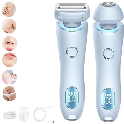 ENVGSOMP Silkglide Pro - 2024 Best Silk Glide Razor, Silk Glide Epilator Painless Hair Removal at Home, 2 in 1 Electric Shaver Razors for Women, Wet & Dry (Blue)
