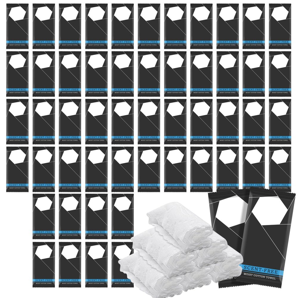 150 Pcs Moist Towel Bulk Moist Towelettes Individually Wrapped,White Towel Services 8.5''x8.5'' Unscented Wet Hand Towels,Disposable Refreshment Pre Moistened Towels for Travel Camping Sport Spa Party