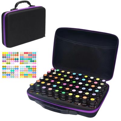 BLIRITEL 60 Bottles EVA Essential Oils Organizer, Hard Shell Essential Oil Storage Carrying Case, Essential Oils Holder Traveling Bag with Foam Insert, Holds 5ml,10ml,15ml Essential Oils (Purple)