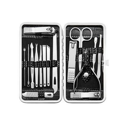 ONLYCT 9/16/19Pcs Manicure Set Black Stainless Steel Nail Clippers Cuticle Nipper Pedicure Care Tool Cleaning Grooming Kit,16PCS