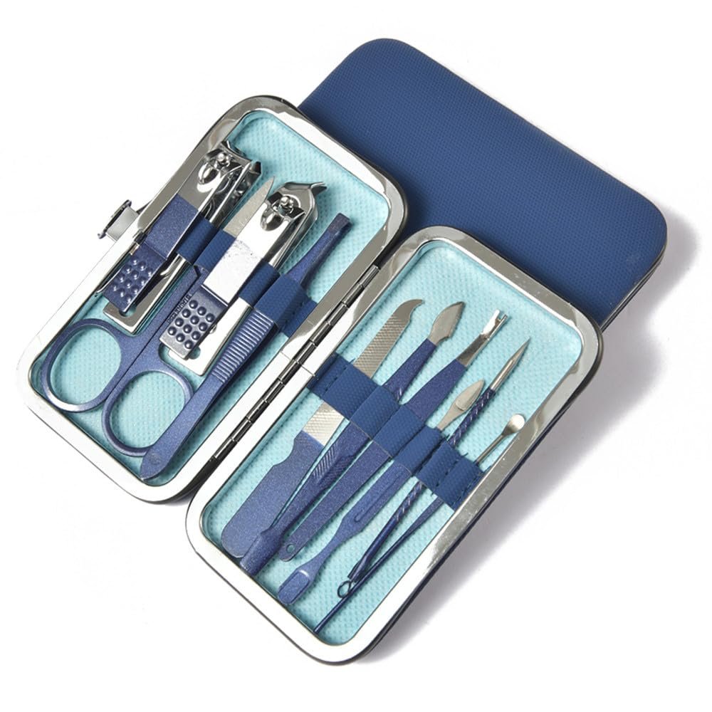 ONLYCT Nail Clippers Set Dead Skin Pliers Nail Cutting Nail Groove Manicure Tool Nail Tip Clipper,10 pcs Blue,A