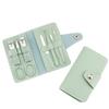 7Pcs Manicure Set Stainless Steel Nail Clippers Cuticle Nipper Remove Scissor Cleaning Grooming Eyebrow Clip Tweezers,Green view 1