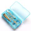 Stainless Steel Nail Clipper Set 4 Piece Plastic Clear Scissors Box Set Trimmer Care Manicure Maker Nail Tool Kit,Blue view 1