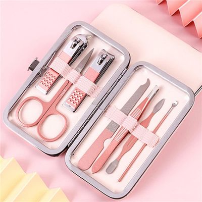 12PCS Nail Clipper Set Stainless Steel Nail Clippers Portable Nail Clippers Kit Nail Art Tools,A,001 7PCS