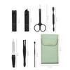 7/12Pcs Manicure Beauty Set Nail Clipper Nail Scissors Eyebrow Scissors File Double Pick Tweezers Household Tools,7PCS,Blue view 4