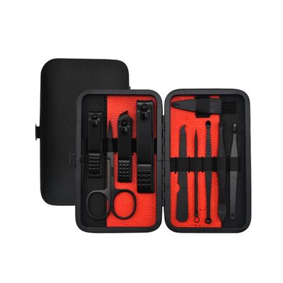 ONLYCT Stainless Steel Nail Clipper Set with Black Leather Travel for Men and Women Manicure Kit Pedicure Care Nail Art Tool,10 pcs red