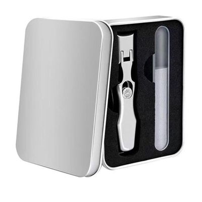 ONLYCT Stainless Steel Set Nail Clipper Splash-Proof Wide Jaw Manicure Fingernail Cutter for Thick Hard Ingrown Toenail,Small Silver