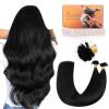 DOORES U Tip Hair Extensions Human Hair, Jet Black 22 Inch 50g/50s, K Tip Extensions view 1
