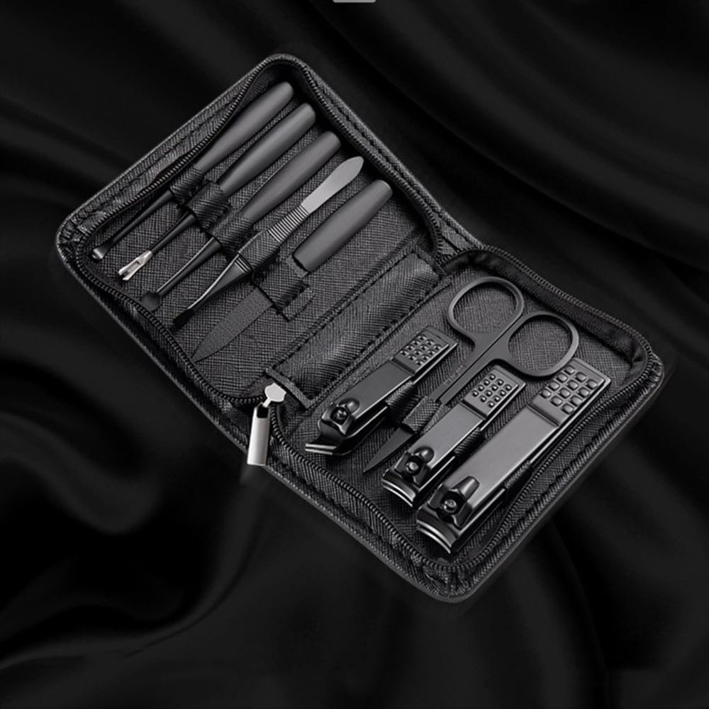 9pcs Nail Clipper Set Household Stainless Steel Ear Spoon Manicure Cutters Portable Manicure Nail Scissors Clipper Trimmers Set,A