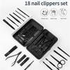 Black Nail Clipper Set Stainless Steel Manicure Nail Scissors Pedicure Kit Nippers Trimmer Care Tool with Travel Case Kit,7PCS Black view 2
