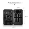 Black Nail Clipper Set Stainless Steel Manicure Nail Scissors Pedicure Kit Nippers Trimmer Care Tool with Travel Case Kit,7PCS Black view 3
