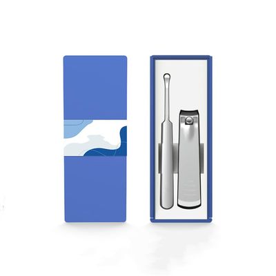2Pcs Nail Clippers Set Portable Fingernail Earpick Earwax Cleaning Durable Nail Files Fingernails Cutter Manicure Set Tool,Blue A
