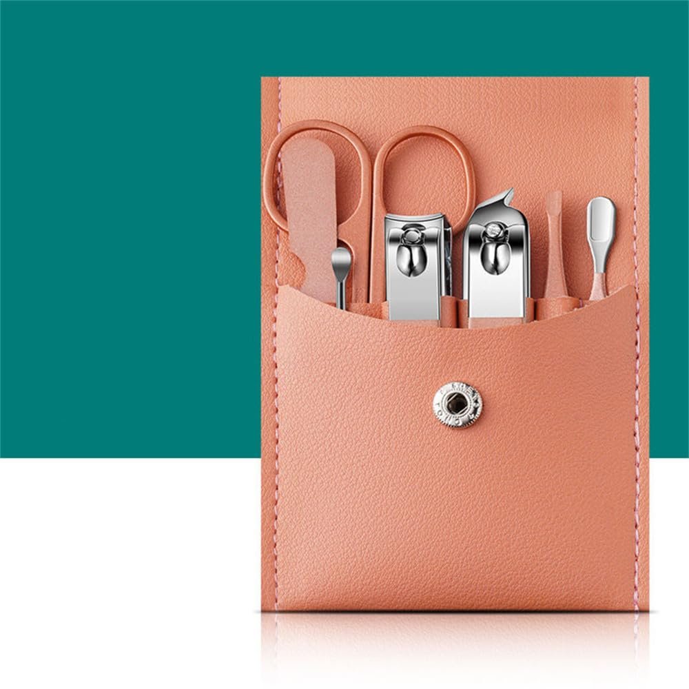 Stainless Steel Nail Scissors Set Household Nail Clippers Manicure Tools Men's and Women's Nail Clippers,Rose Red