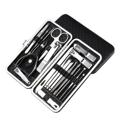 ONLYCT 19Pcs Stainless Steel Nail Clippers Set Manicure Pedicure Nail Clipper Cutting Pliers ScissorsTrimmers Nails Tool,Black,A