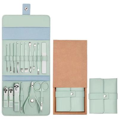 16 PCS Nails Supplies Gift Manicure Tools Nail Clipper Set Cutter Clipper Kit Manicure Pedicure Set,16 PCS Green,A