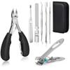 ONLYCT Feet Toenail Clippers Set Thick Ingrown Toe Nail Clippers Men Pedicure Clippers Toenail Cutters Nail Tools,Black Set,A view 1