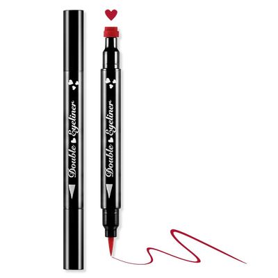 BINGBRUSH Double-head Liquid Stamp Red Eyeliner Pencil, Colors Flowers Heart Moon Star Shapes Face Stamps Makeup Colorful Waterproof Slim Gel Felt Tip High Pigment Liquid Eyeliner(08#Heart Shape&Red)