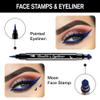 BINGBRUSH Double-head Liquid Stamp Eyeliner Pencil, Colors Flowers Heart Moon Star Shapes Face Stamps Makeup Colorful Waterproof Slim Gel Felt Tip High Pigment Liquid Eyeliner (06#Moon&Blue) view 3