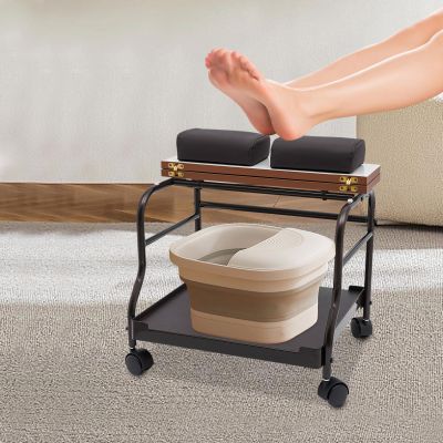 Cashewnuts Beauty Salon Nail or Foot Bath Spa Mobile Pedicure Chair Portable Foot Trolley Freestanding Pedicure Foot Rest Cart, Load 39.7lbs (Coffee)