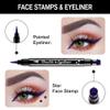 BINGBRUSH Double-head Liquid Stamp Eyeliner Pencil, Colors Flowers Heart Moon Star Shapes Face Stamps Makeup Colorful Waterproof Slim Gel Felt Tip High Pigment Liquid Eyeliner (05#Star&Purple) view 3