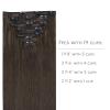 WENNALIFE Clip in Hair Extensions Real Human Hair, 22 Inch 120g 7pcs Human Hair Extensions Clip In Human Hair, Cool Dark Brown Clip In Real Hair Coloured Remy Human view 2