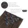WENNALIFE Clip in Hair Extensions Real Human Hair, 22 Inch 120g 7pcs Human Hair Extensions Clip In Human Hair, Cool Dark Brown Clip In Real Hair Coloured Remy Human view 3