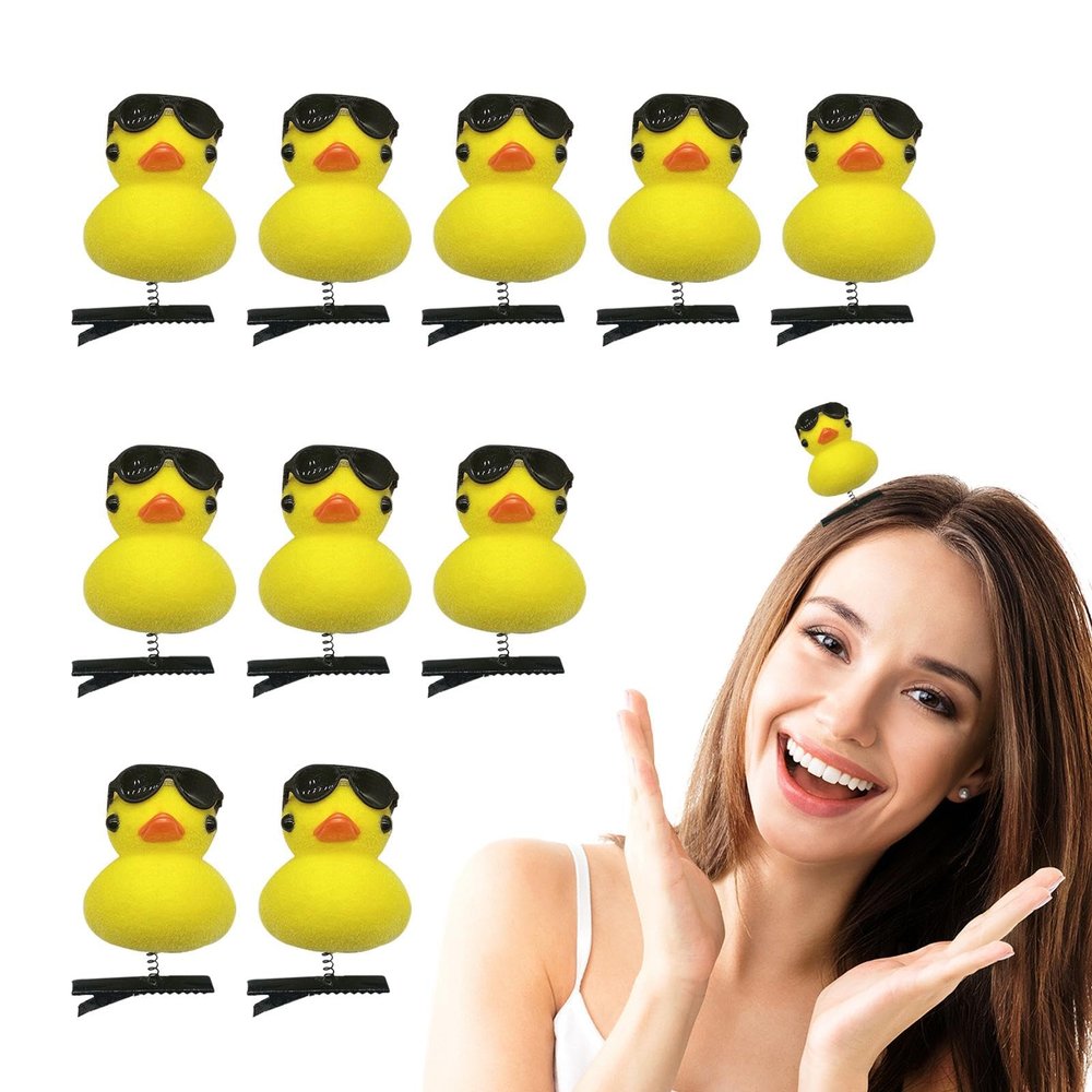 10 Cartoon Duck Plush Hairpin | Little Yellow Duck Hairpin,Soft Yellow Duck Hair Pins,Duck Hair Clips,Funny Plush Yellow Duck Hair Barrettes For Thick Thin Short Long Hair Unique