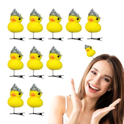 10 Cartoon Duck Plush Hairpin | Little Yellow Duck Hairpin,Soft Yellow Duck Hair Pins,Duck Hair Clips,Funny Plush Yellow Duck Hair Barrettes For Thick Thin Short Long Hair Unique