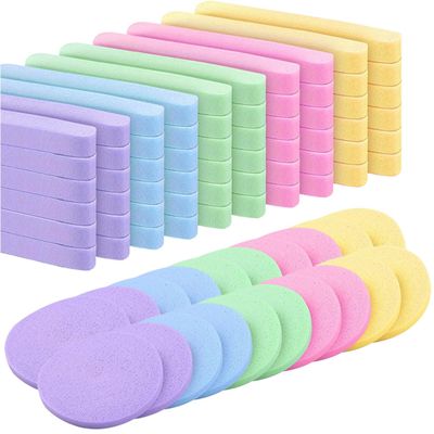 120 Pcs Facial Sponge Compressed Face Cleansing Round Face Sponge Pads Exfoliating Spa Massage Sponges Makeup Tool for Facial Makeup Removal Wash Sponges for Women 5 Colors