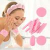60pcs PVA Professional Makeup Removal Round Face Wash Sponges Spa Pads Exfoliating Cleansing Puffy spa Headband for Washing Face, Velvet Makeup Headband, Headbands with Face Wash Wristbands view 4