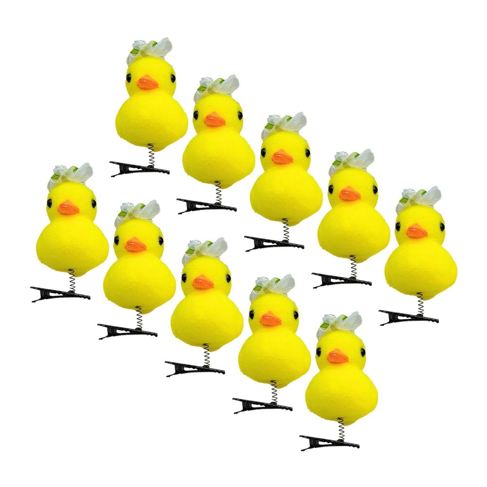 10 Cartoon Duck Plush Hairpin | Little Yellow Duck Hairpin,Soft Yellow Duck Hair Pins,Duck Hair Clips,Funny Plush Yellow Duck Hair Barrettes For Thick Thin Short Long Hair Unique