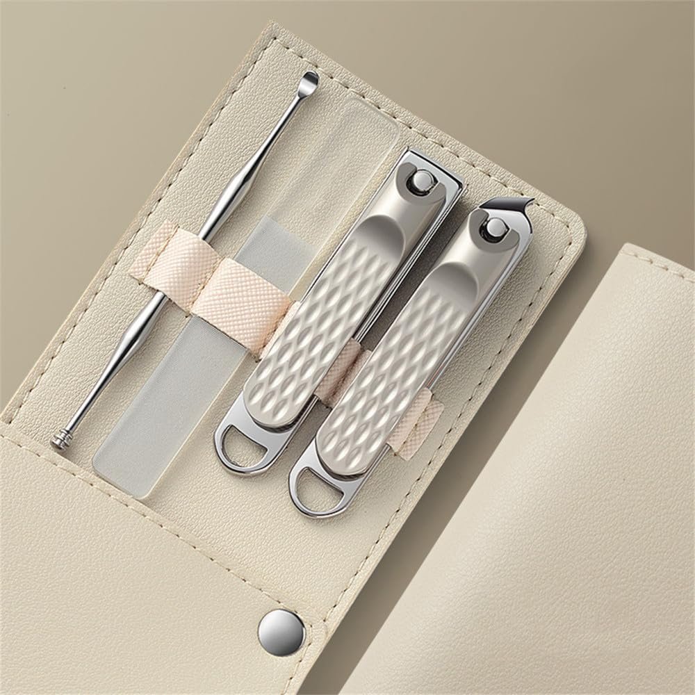 4pcs Nail File Nail Scissors Clipper Manicure Pedicure Kit Convenient to Use Manicure Set Sturdy for Travelling,White,A