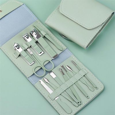 ONLYCT 12PCS Nail Clipper Set Stainless Steel Nail Clippers Portable Nail Clippers Kit Nail Art Tools,Green 12pcs