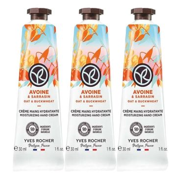 Yves Rocher Moisturizing Oat and Buckwheat Hand Cream Set of 3 Tubes - 30 ml. / 1 fl.oz.