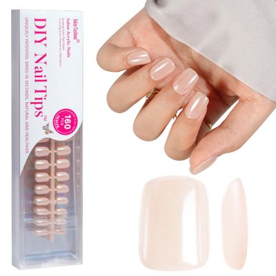 Press On Nails - Short Square Acrylic Nails, 160pcs, Fake Nail Tips for DIY Nail Art, Soft Gel, Glazed Donut, 16 Sizes