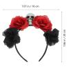 LUOZZY 2 PCS Halloween Crown Headband Gothic Skull Hair Accessories Halloween Rose Flower Headband Day of The Dead Headpiece for Women Girls view 2