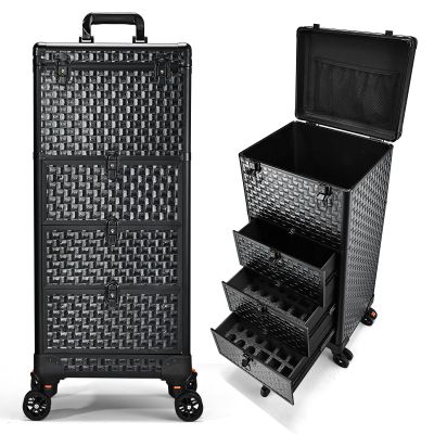 Yueieoun Salon Cart with 3 Drawers, Nail Trolley Cart with Wheels Salon Station Rolling Makeup Train Case Cosmetology Case Organizer Cases for Nail Tech,SPA,Face Painting,Hairstylist,Makeup Artist