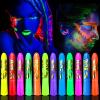 12 Color Glow in The Dark Face Paint Crayon Set,UV and Blacklight Makeup Neon Face and Body Painting for Kids Adults Mardi Gras Halloween BlackLight Birthday Masquerade Party Supplies (12 Multicolor) view 1
