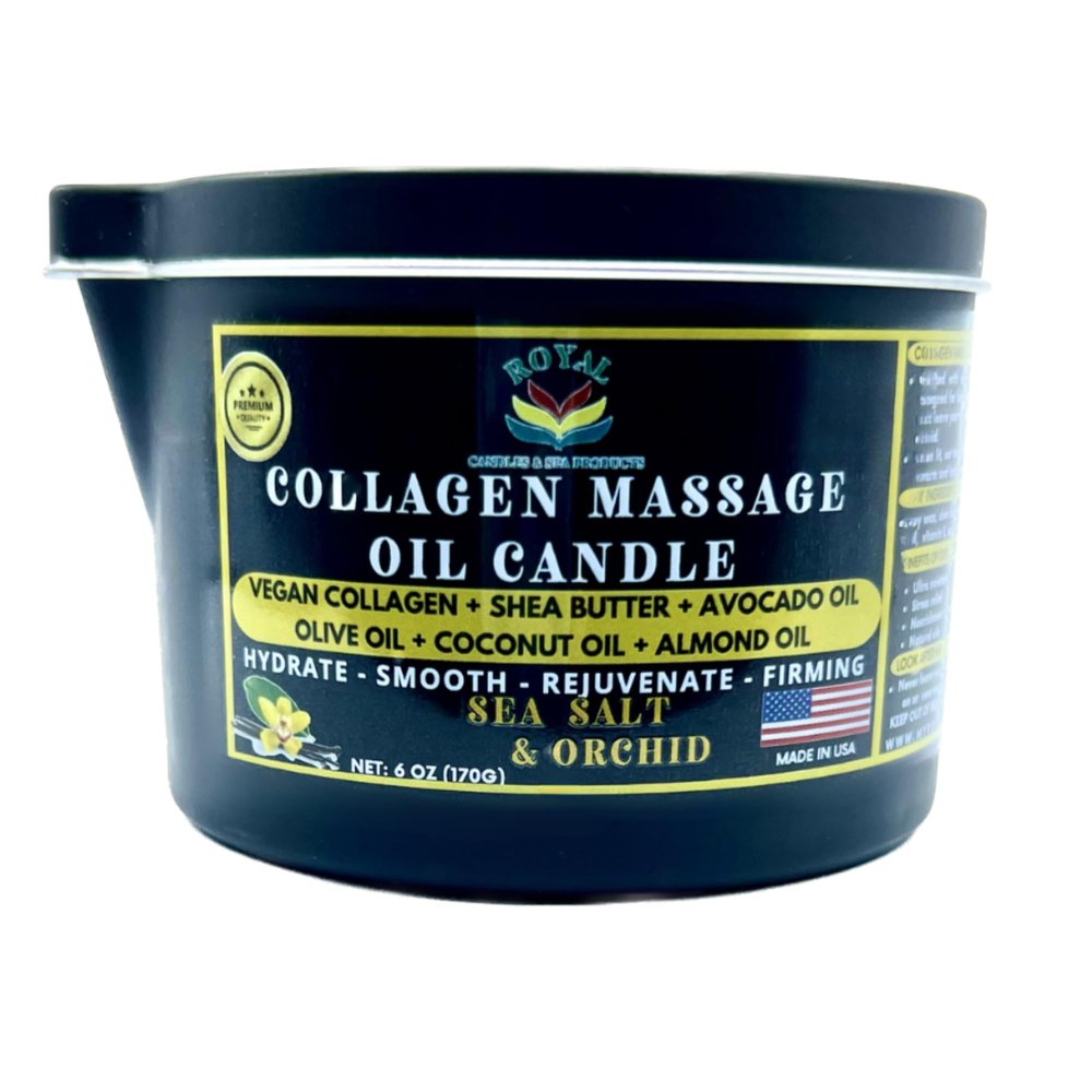 Massage Oil Candle, Body Massage Oil Candle, Candle Massage Oil, Aromatherapy Candle, Couple Massage Oil Candle, 6 oz. with Pouring spout - Sea Salt & Orchid Scent