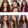 Azedssw Body Wave Lace Front Wig Lace Frontal Wig Glueless Lace Front Human Hair Wigs For Women 4x4 Closure Wig 32Inch#180 Density view 4