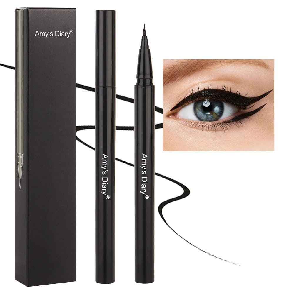 AMY'S DIARY Waterproof Black Liquid Eyeliner Pen Professional Makeup Liquid Eye Liner Pencil Long Lasting and Smudge Proof Eye Makeup for Women (black)