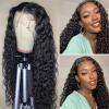 Azedssw Loose Deep Wave Lace Frontal Wig For Women Human Hair Wigs Transparent Deep Curly Human Hair Wig Closure Wig 13X4 HD Frontal Wig 26Inch#180 Density view 2