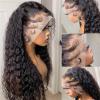 Azedssw Loose Deep Wave Lace Frontal Wig For Women Human Hair Wigs Transparent Deep Curly Human Hair Wig Closure Wig 13X4 HD Frontal Wig 26Inch#180 Density view 3