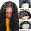 Azedssw Loose Deep Wave Lace Frontal Wig For Women Human Hair Wigs Transparent Deep Curly Human Hair Wig Closure Wig 13X4 HD Frontal Wig 26Inch#180 Density view 4