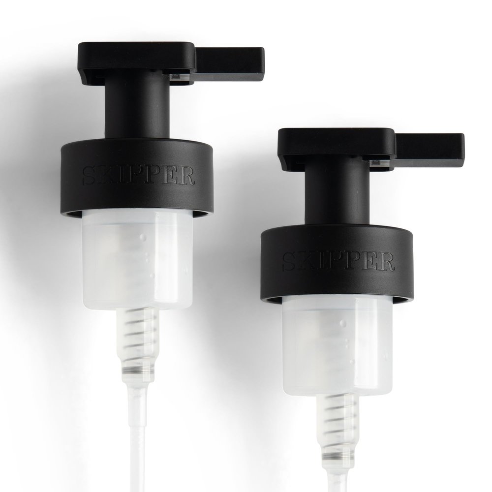 Skipper Foaming Replacement Pump Set - 2 Pack - 40mm (1.57) Wide Rim (40/410 Neck Size) - Unique Matte Black Finish - High Rated 1.66c Foam Output for Maximum Foam