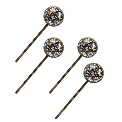 4 Pcs Hair Pins for Women, Warecolor Colortul Butterflies Seamless Pattern Long Bobby Pins Vintage Hairpins Decorative Elephant Hair Barrettes with Jewelry Gift Box