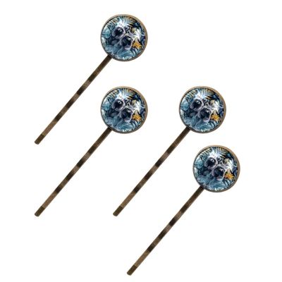 4 Pieces Bobby Pins Hair Clips for Women, Cute Raccoon Jungle Pattern Decorative Hairpin Hair Barrettes for Girls, Elegant Brown Hair Accessories